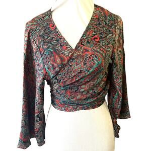 Silk Boho Paisley Wrap/Tie Shirt, by Bigg Bull  - One Size